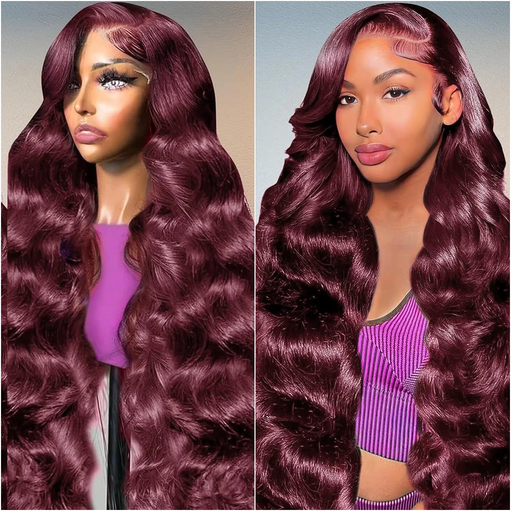 99J بورجوندي 13x4 الدانتيل شعر مستعار أمامي شعر الإنسان 13x6 الجسم موجة HD الدانتيل الباروكات الأمامية 100% الشعر البشري للنساء السود 200% الكثافة