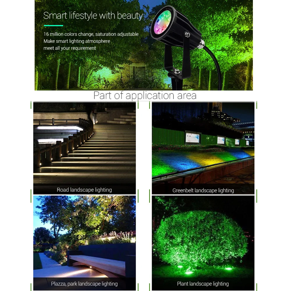 FUTC04 6W RGB CCT Smart LED lampada da giardino luci IP66 AC 100v ~ 220V per spazio verde esterno/parco/strada/pianta decorazione del paesaggio