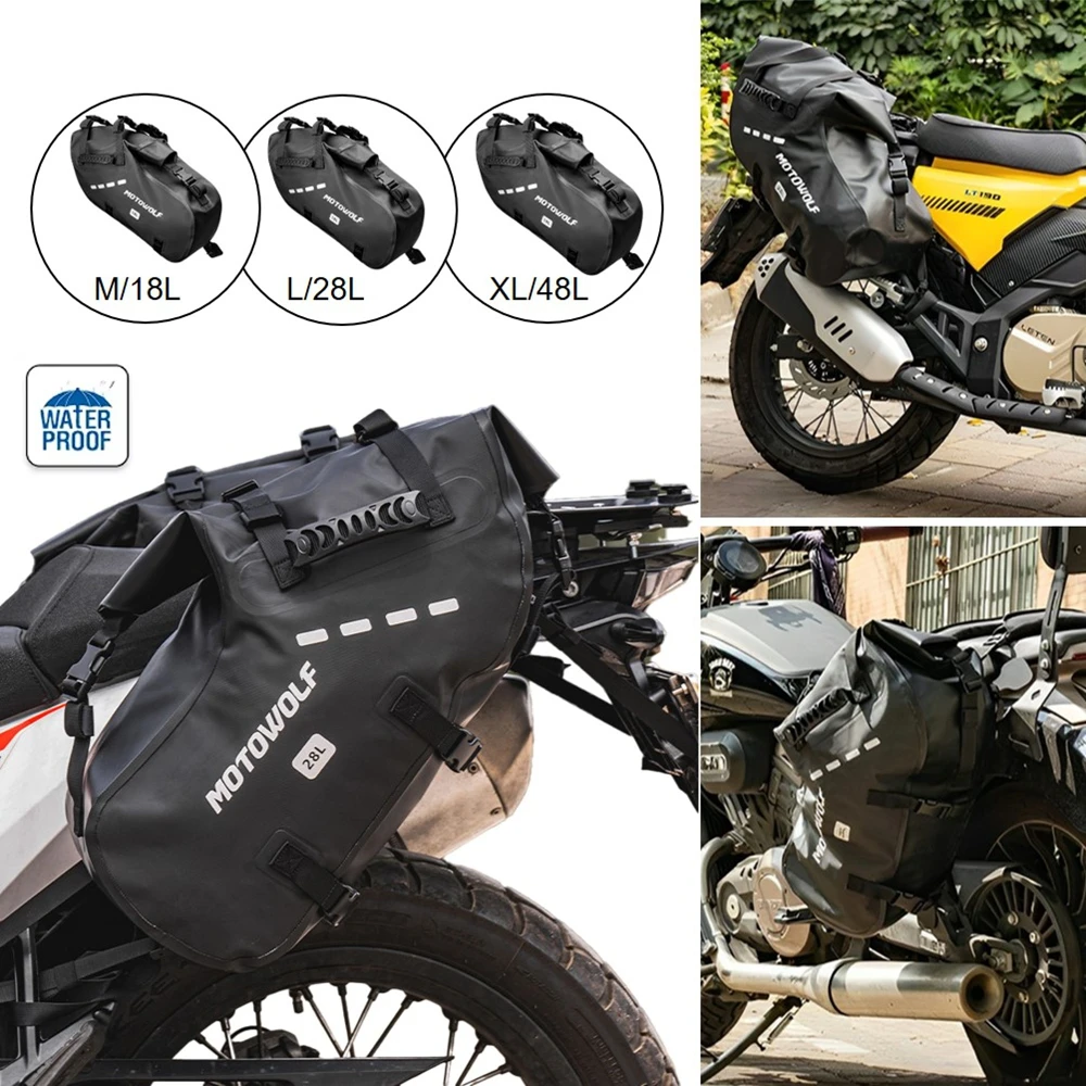 

Motorcycle Bag 100% Waterproof 18L/28L/48L Large Capacity Universal Fit Motorcycle Pannier Bag Saddle Side Bag For BMW HONDA KTM