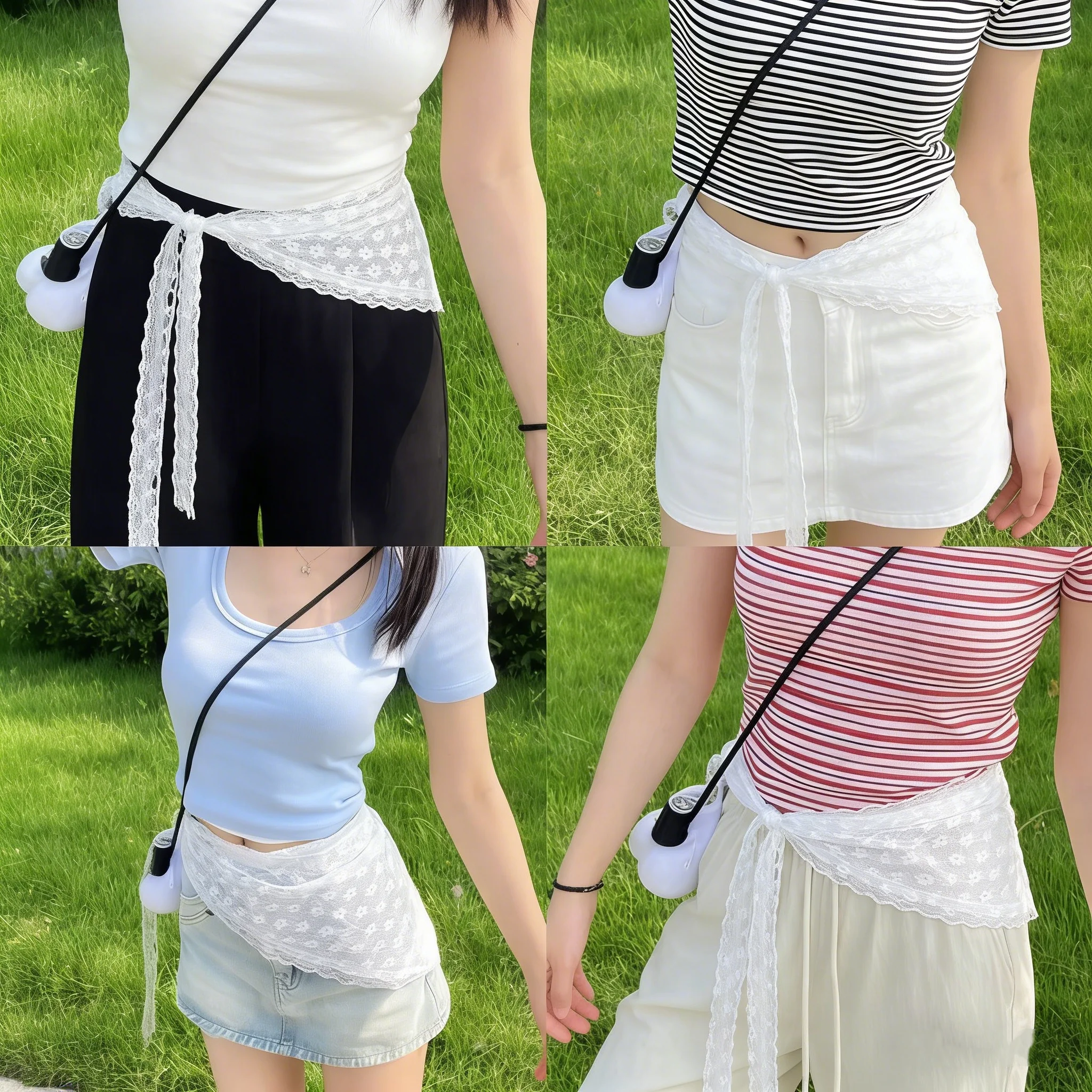 

Elegant Lace Triangle Scarf for Women White Sweet Floral Design Breathable Thin Ribbon Artistic Style for Travel Photos