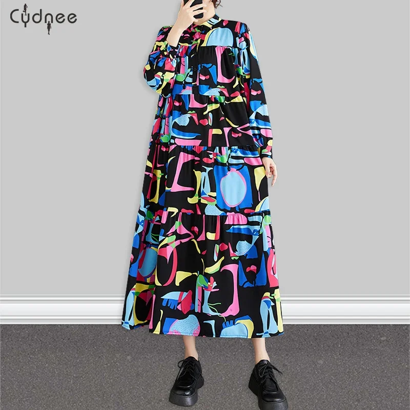 Comfortable Stylish Maxi Dress Vestido Casual Boho Pullover Fashionable Layered Shirt Dress