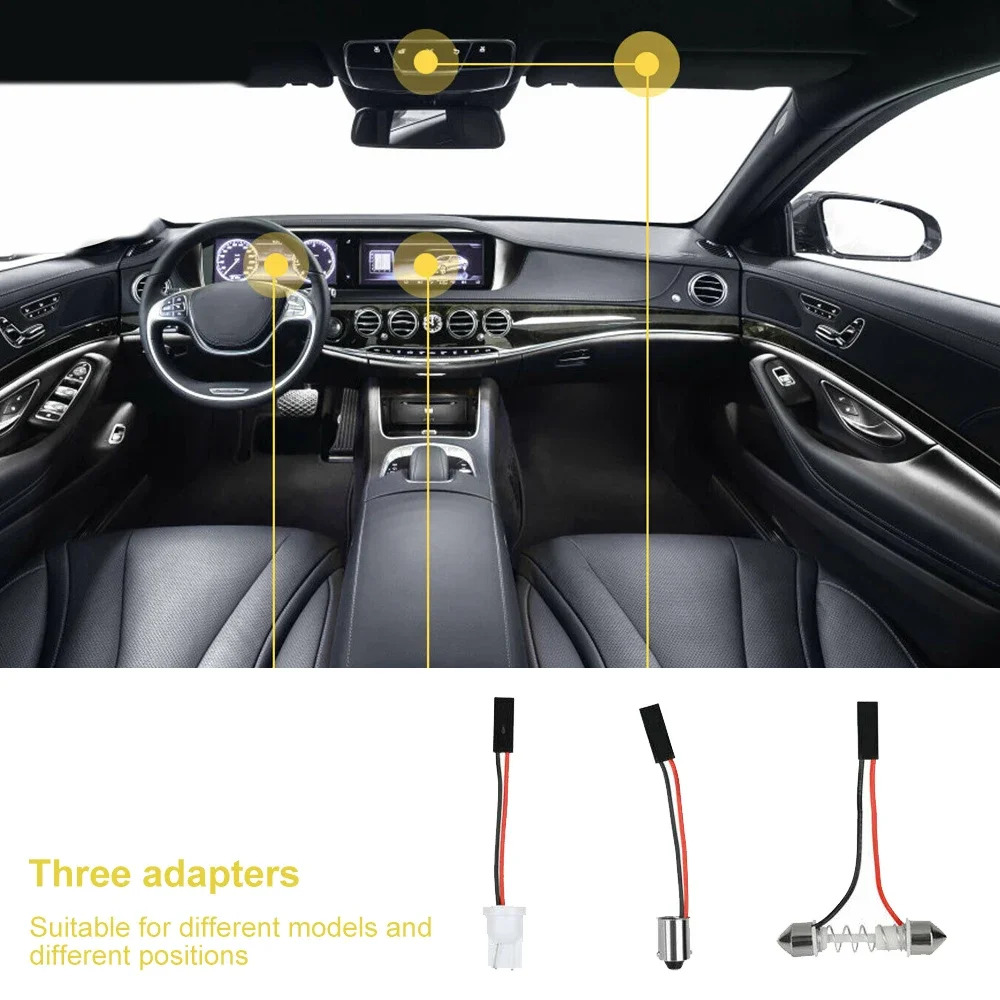 

Newest 10 sets Car LED room lights COB light board T10 double pointed LED roof lights obd2 car light cable accessories