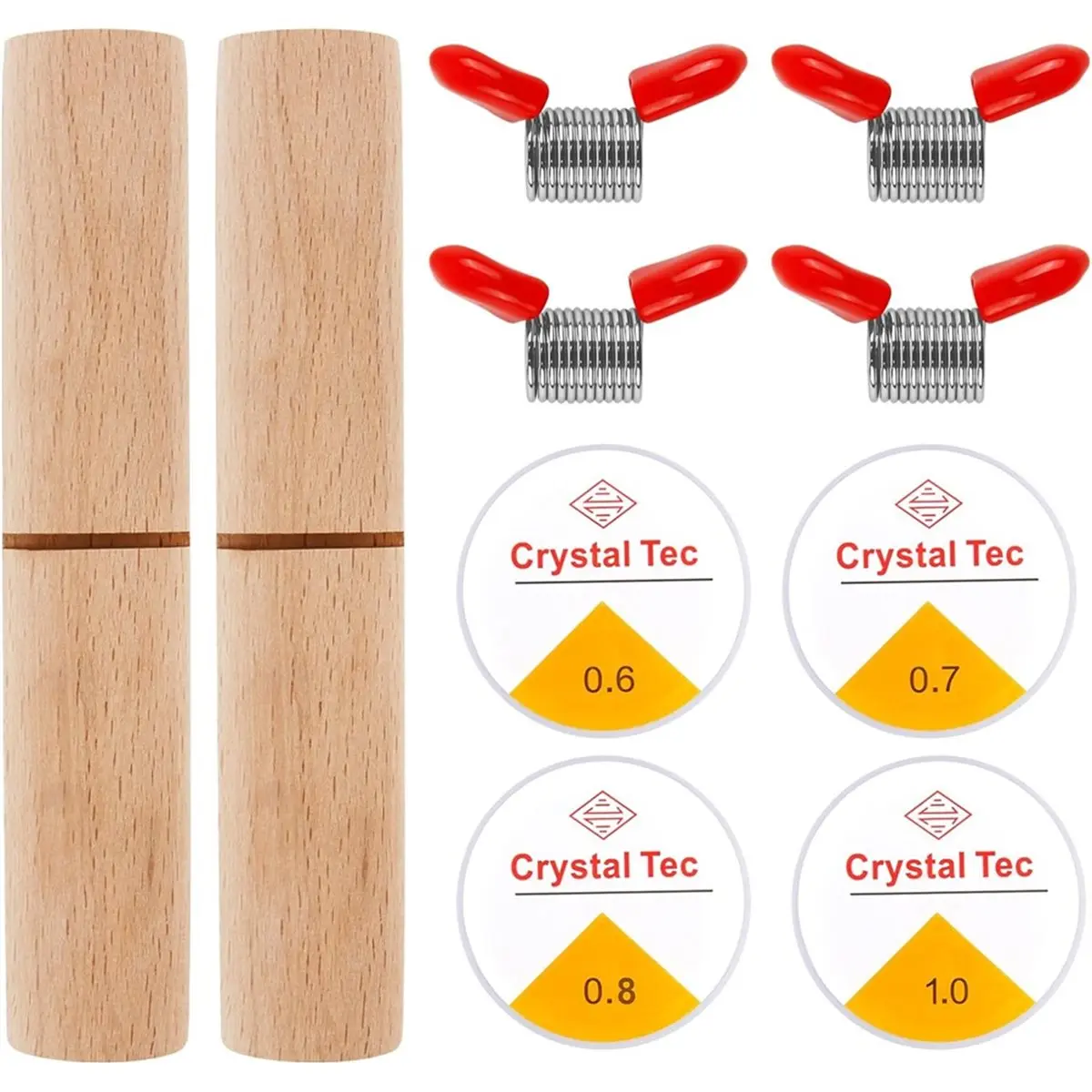ABCD Bead Knotting Tool for Jewelry Making 4Pcs Spring Clamps Bead Stopper , 2Pcs Wood Knot Grippers Tool 4Pcs Elastic Thread