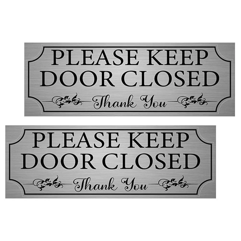 2Pcs Please Keep Door Closed Notice Sign Sticker Strong Adhesive Decorative Door Decal for Hotel Office Storage Room