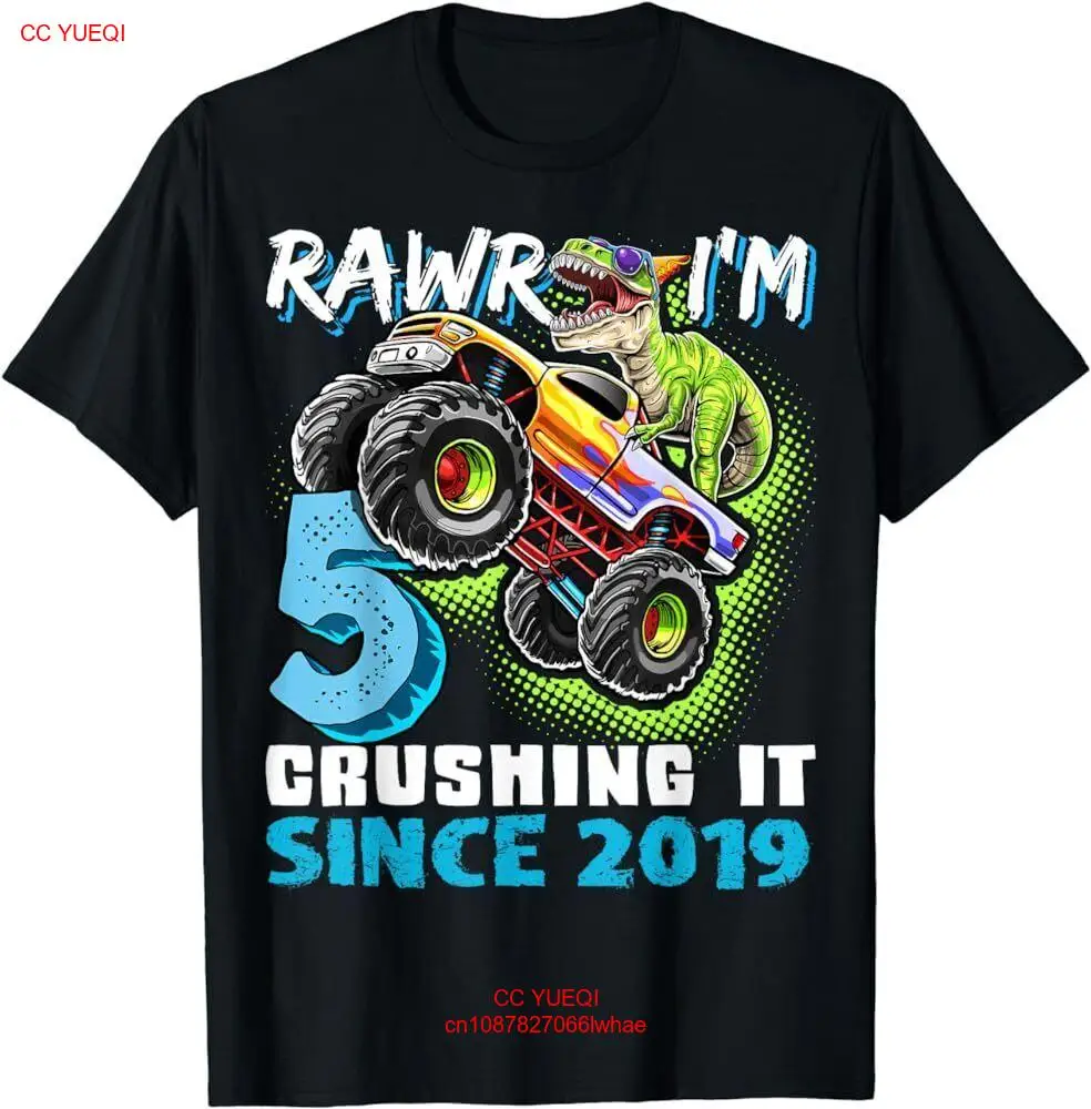 

Футболка для мальчиков с динозавром монстром грузовиком на 5-й День рождения Rawr I'm 5