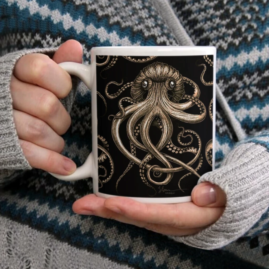 

Bronze KrakenCoffee Mug Tea Cup 11oz Coffee Cup Funny Birthday Ceramic Mug Personalized Cup