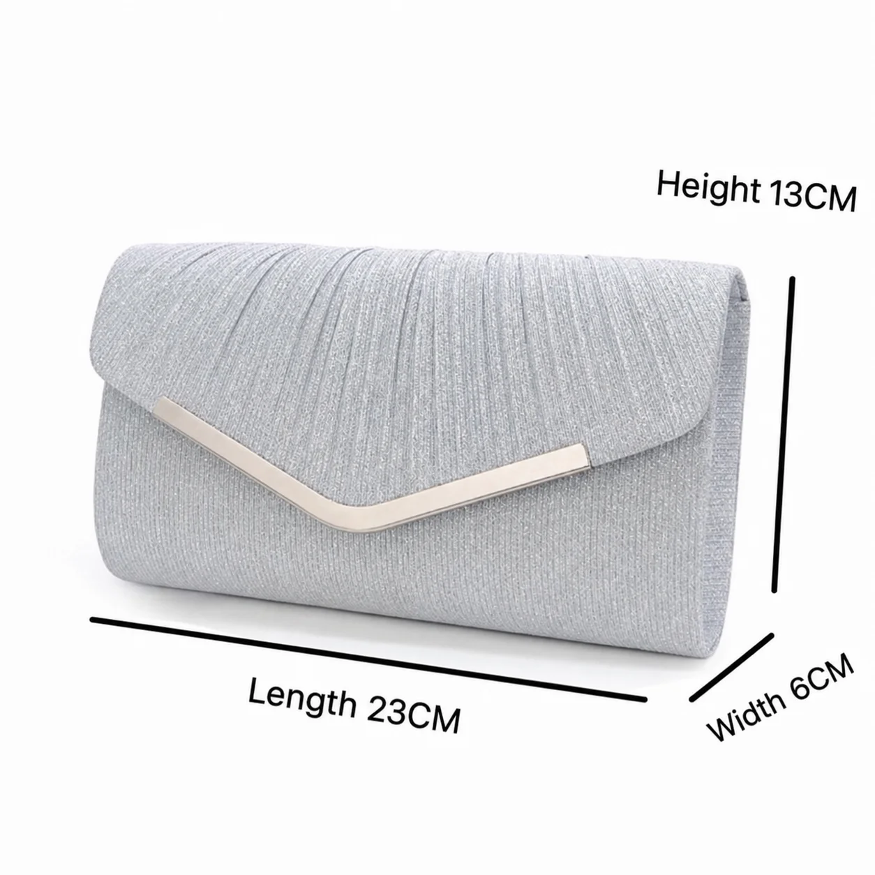 Glitter Pleated Evening Clutch Bag Faux Leather Women'S Party Bag Convertible Crossbody Handbag Versatile Wedding Clutch Purse