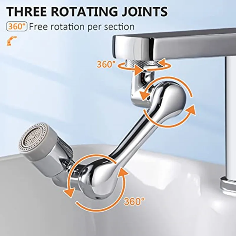 Plastic Robotic Arm Kitchen Faucet Aerator 1080° Rotation Extender Adapter Water Saving Splash-proof Swivel  Faucet Spray Head