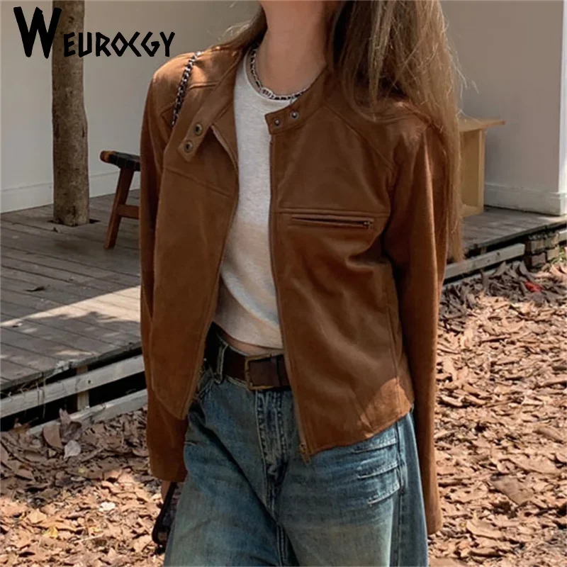 Women Retro Short Outerwear 2023 Autumn Winter Retro New Style High Sense Cardigan Loose Long Sleeve Lapel Windproof Jacket