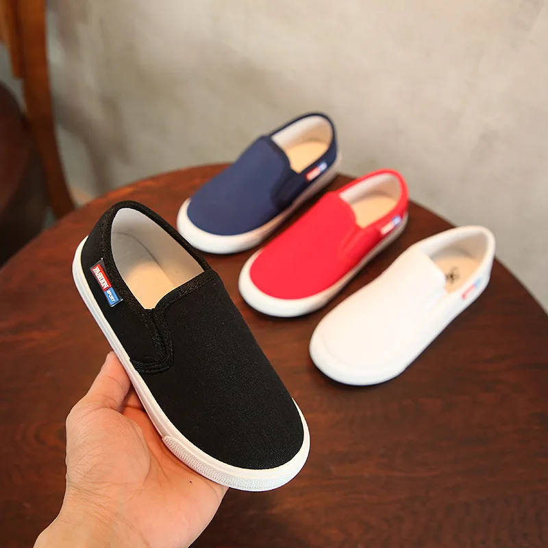 JGVIKOTO Fashion Boys Canvas Shoes Fashion Soft Breathable Kids Casual Sneakers Children Flats Loafers Solid Color Slip-on 27-38