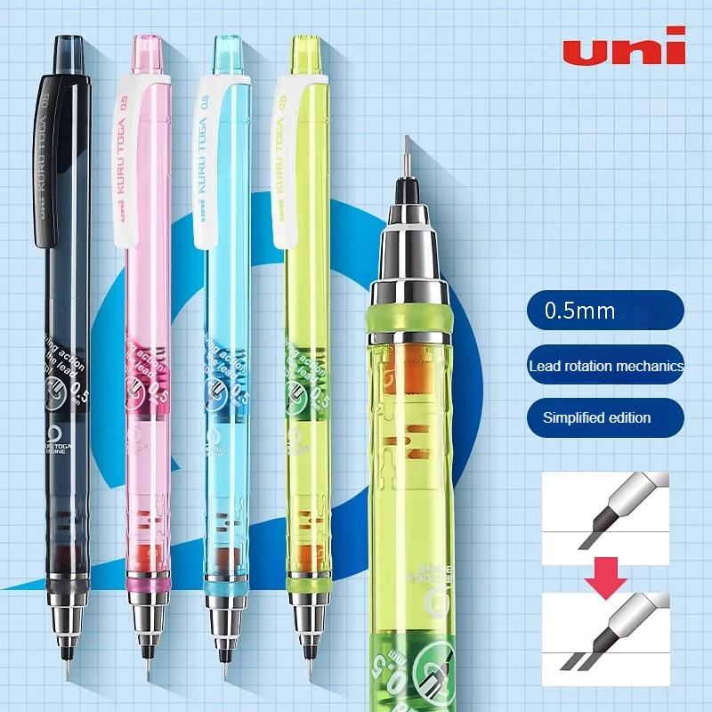 UNI Kuru Toga 0.5mm Mechanical Pencil Japanese Stationery M5-450T Lead Rotation Mechanics Graphite Pencil ‎Retractable