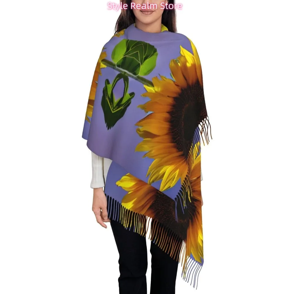 

Bloom Sunflower Print Polyester Scarf Breathable Fashion Accessory For Travel And Everyday Wear
