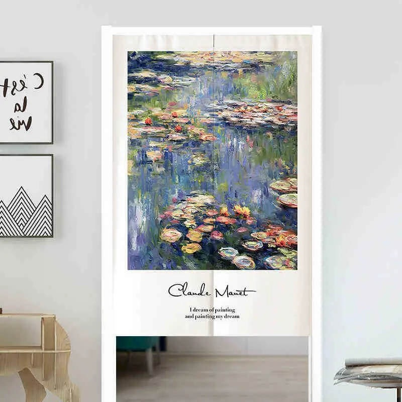 VIKAMA Monet Water Lily, Noren Door Curtain, 6 Designs, Doorway Decor for Bedroom Living Room Kitchen