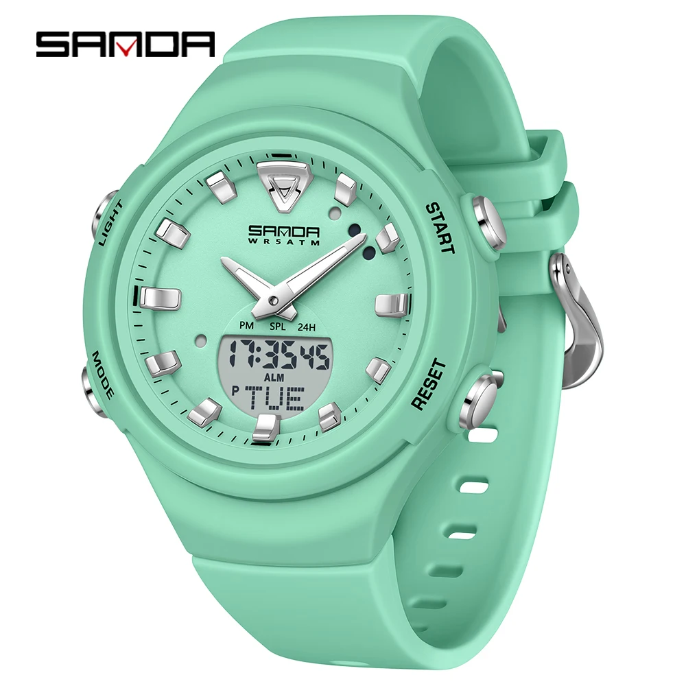 SANDA Watches for Man Dual Display Students Luminous Alarm Clock Shockproof Sports Digital Watch Fashion Electronic Quartz