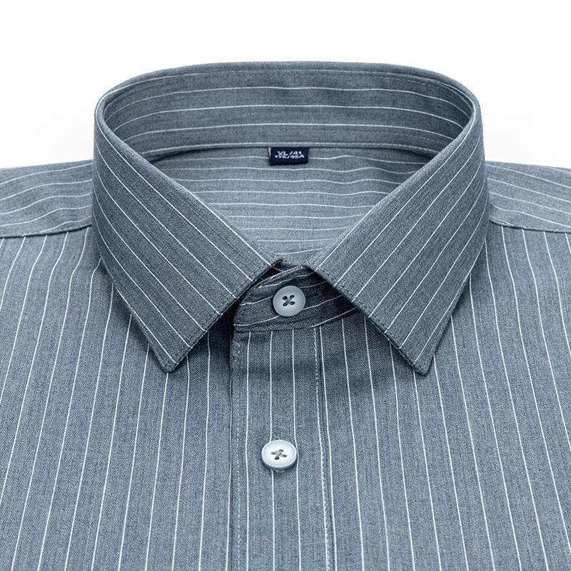 Men's Fashion Business Casual Long Sleeve Shirt Bamboo Fiber Elastic Lightweight Striped Luxury Top Spring Autumn Wear