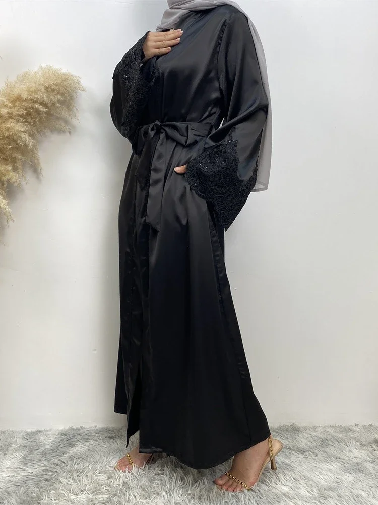 Eid Muslim Abaya for Women Dress Morocco Ramadan Lace-up Embroidery Abayas Kaftan Islam Cardigan Dubai Arab Modest Long Robe