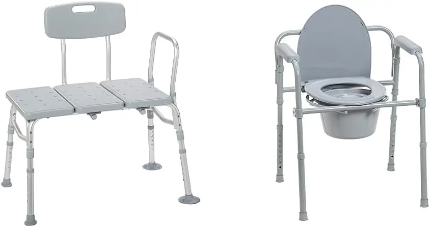 Bench with Backrest, Shower Seat Shower Chair Bath Chair for Elderly, Seniors, Arm Support for Transfer, 400 Weight Cap