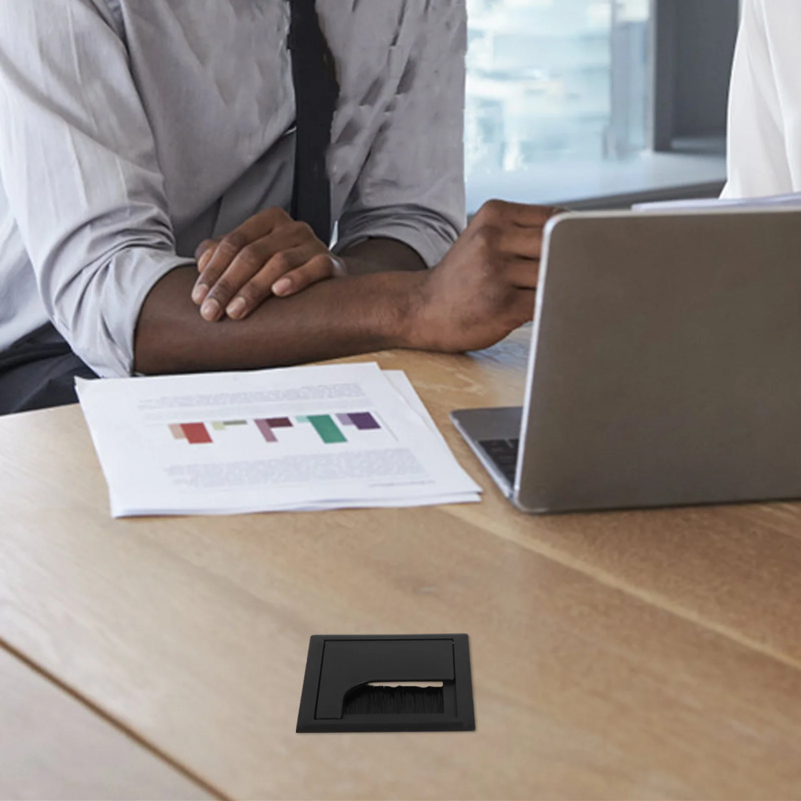 6 قطعة كابل جروميت مكتب 80 مللي متر أسود Abs سلك ثقب غطاء للكمبيوتر مكتب الحبل المنظم إدارة سطح المكتب البلاستيك إدراج #1