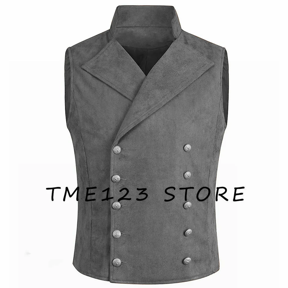 Men's Sude Vest Male Clothes Wang Cufflinks Formal Man Jackets Double Breasted Suit Steampunk Elegant Suits Vests Gilet Mens