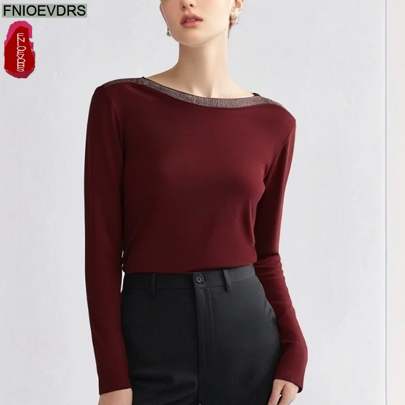 

Bling Tops Blouses New Fashion Woman Autumn Winter Basics Shirts Long Sleeve Elegant Office Lady New Year Red Sequined Top