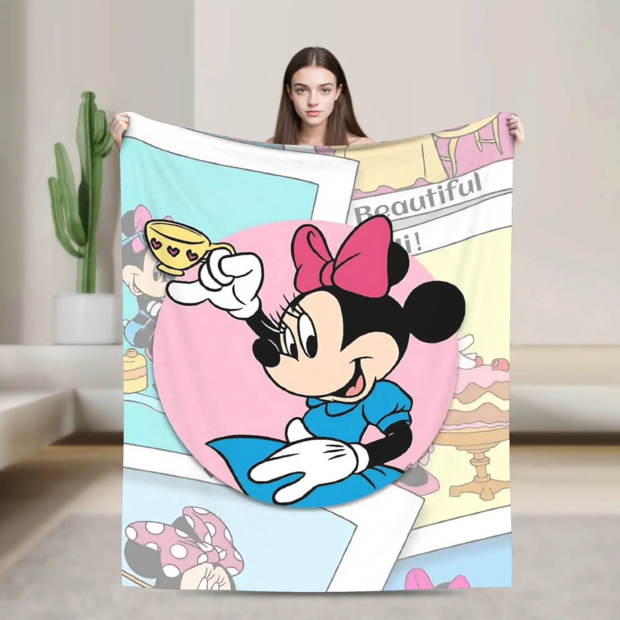 

Minnie Mouse Kawaii Throw Blanket for Couch Fuzzy Soft Plush Blanket 50x60 Inches Multi-size Bedspread for All Seasons