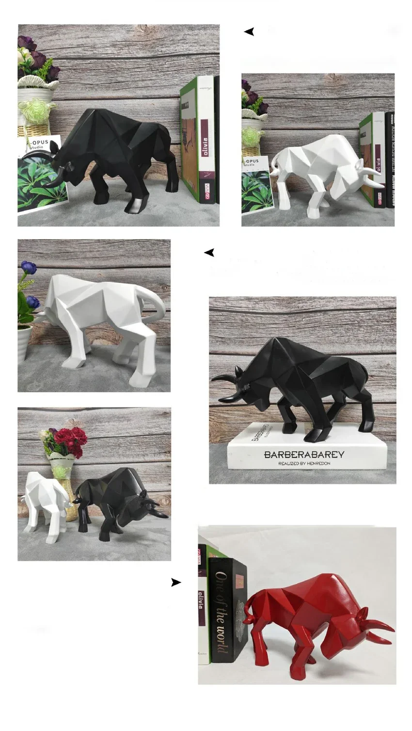 Nordic Moderne Einfache Harz Bull Ornamente Kreative Hause Dekoration Handwerk Innen Studie Büro Kuh Statue Tier Figur – Detail 2