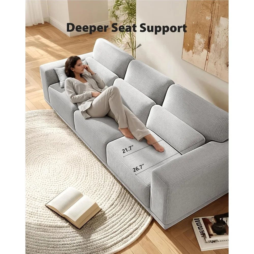 أريكة مريحة مقاس 89 بوصة تتسع لـ 3 أشخاص مع مقاعد عميقة ومساند للذراعين ووسادة سميكة لتجربة فوتون الداعمة