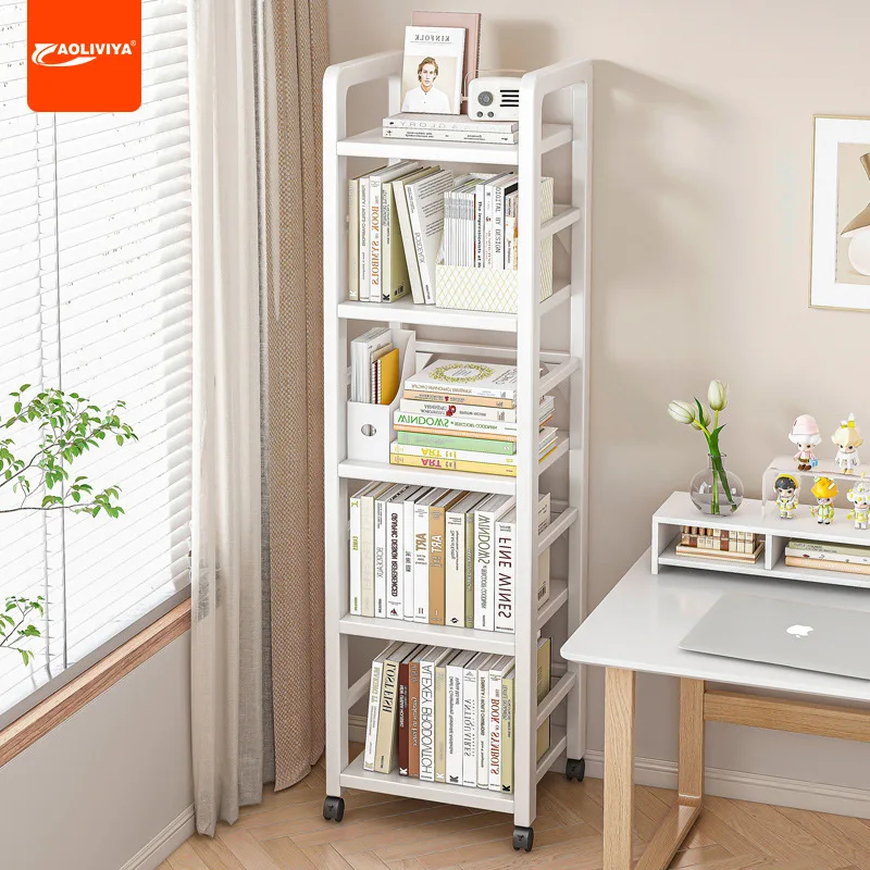 AOLIVIYA Bookshelf Shelf Floor-to-ceiling Multi-layer Storage Frame Wrought Iron Narrow Slot Household Shelf Simple Mobile Book