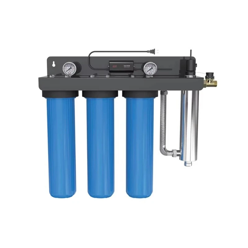 Whole House Drinking 4.5*10'' Big Blue UV Water Filter System Under Sink with Black Hanging Board