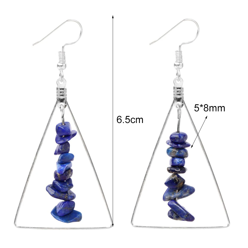 Trendy Geometric Earrings Irregular Natural Stone Chips Earrings Women Triangle Statement Danglers Beads Eardrop Jewelry Fashion