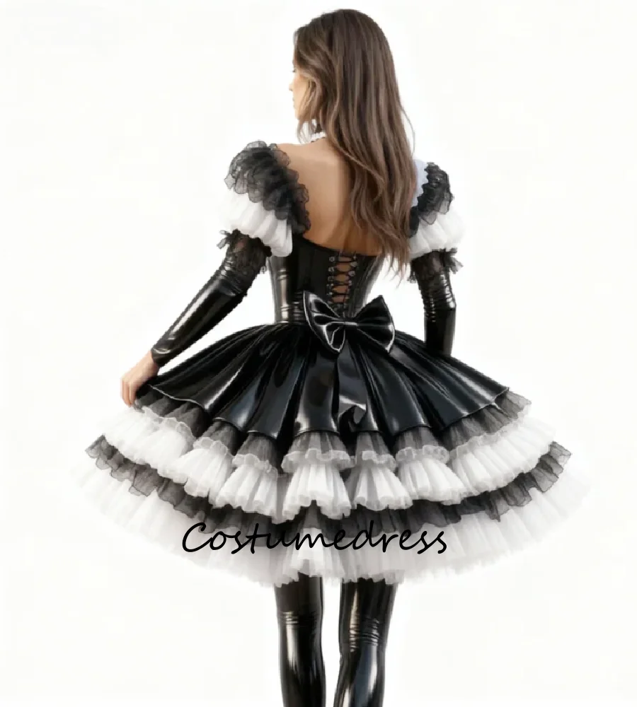 Винтажное вечернее платье ведьмы в готическом стиле 2026, коктейльное платье Лолиты из ПВХ для косплея, многоуровневый костюм на Хэллоуин, платье для выпускного вечера, вечерние волшебницы