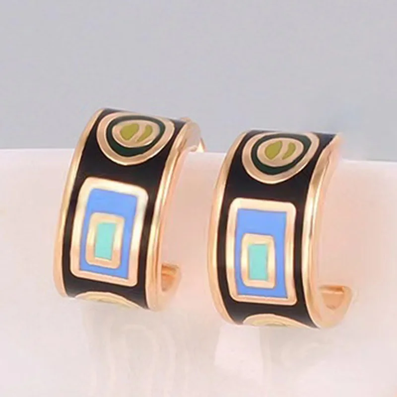 Color Culture  New Arrival High Quality  Women Enamel  Filled Color Design  Earrings