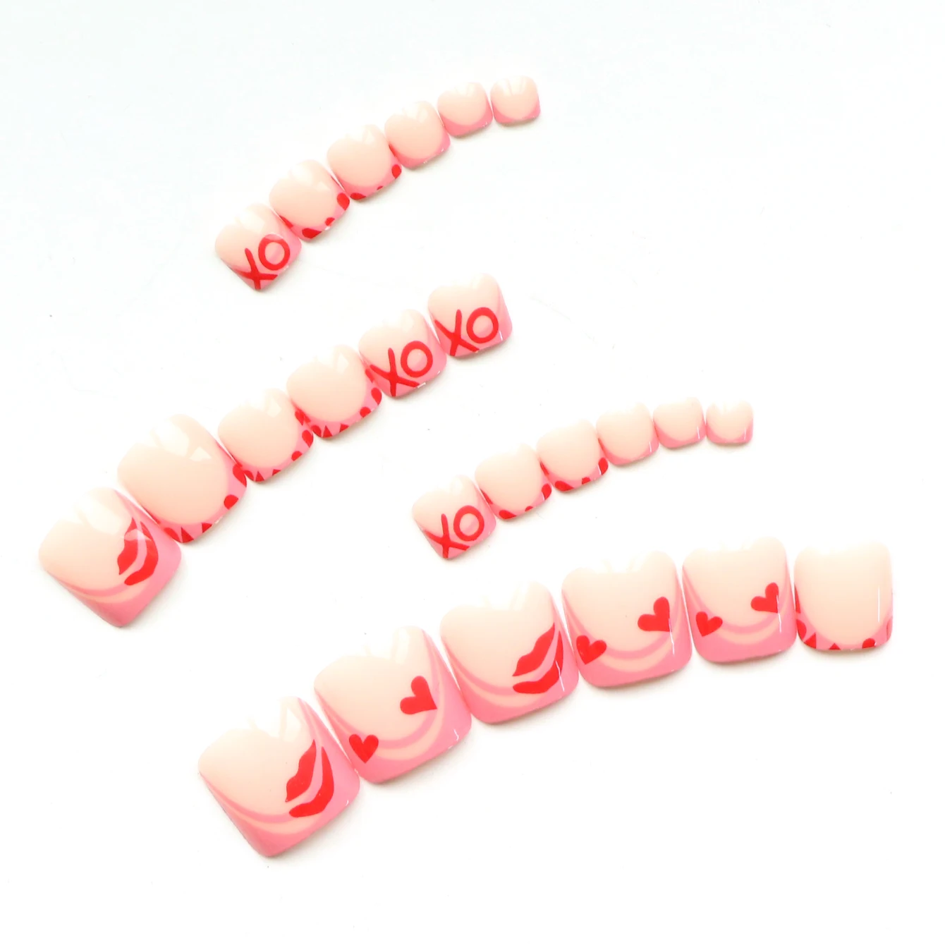 24 pezzi Migliora il tuo look con il bordo rosa design a forma di cuore set di dita finte 1 pezzo di lima per unghie e 1 kit di adesivi per colla per unghie