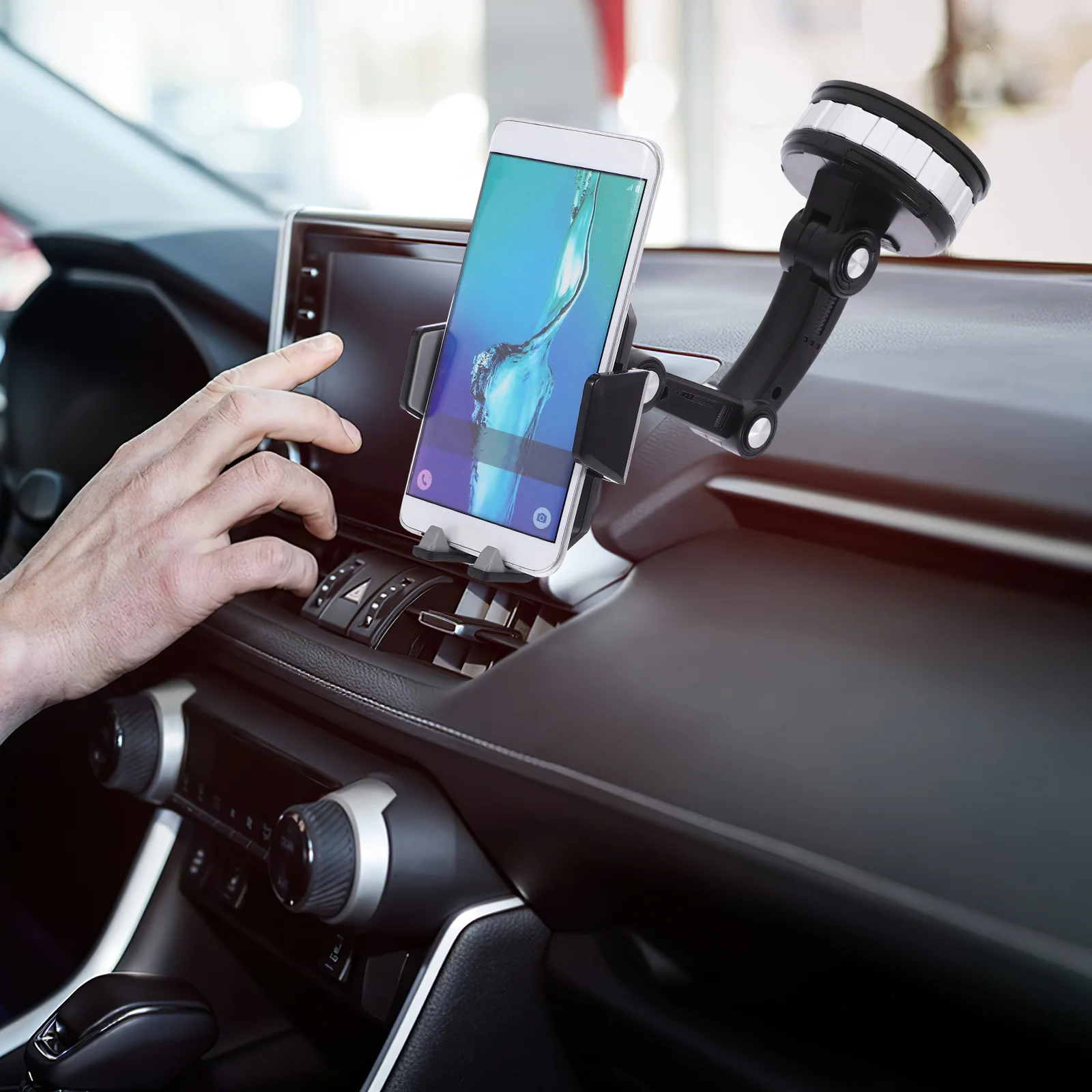 

Car Phone Stand 360 Rotation Adjustable Width Suction Mount for Car Dashboard Auto Phone Holder GPS Cellphone Mount