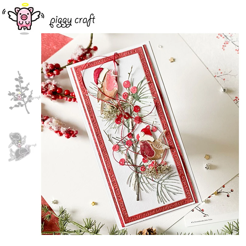 Piggy Craft Metall-Stanzformen, geschnittene Matrizenform, Obstzweig, Vogel, Sammelalbum, Papierhandwerk, Messerform, Klingenstanzer, Schablonen