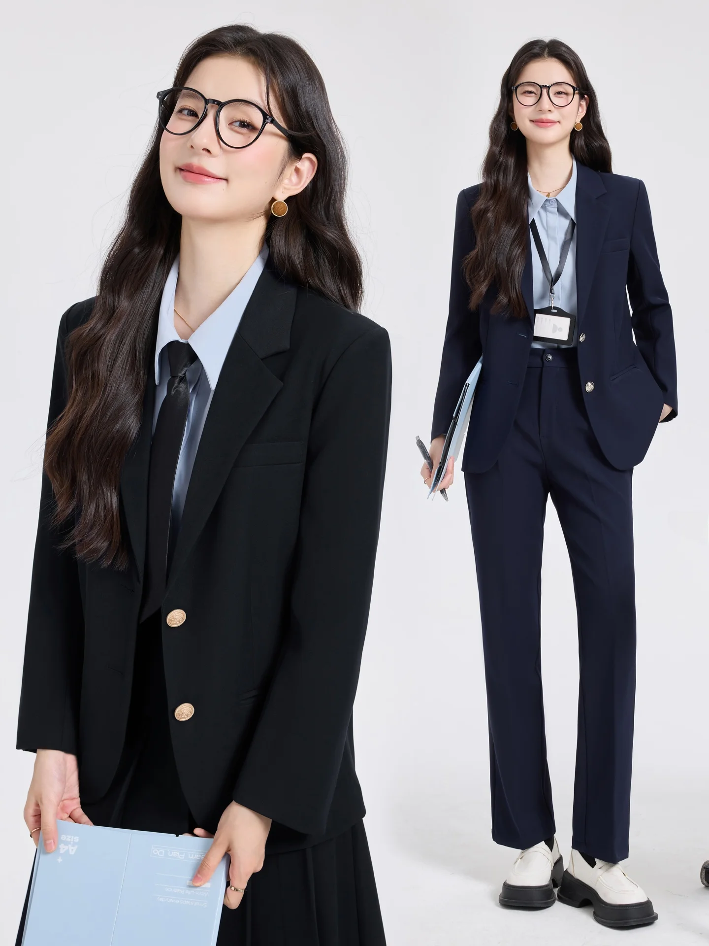 Black Interview Suit Women's Set Spring Autumn Professional Small Size Student Career Western Coat Work Uniforms