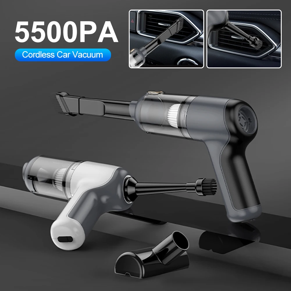 5500Pa Cordless Car Vacuum Cleaner Strong Suction Handheld Vacuum Cleaner USB Rechargeable with HEPA Filter for Car Home Office