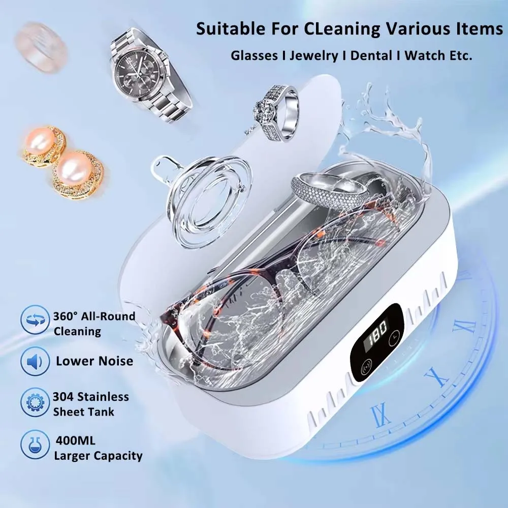 Xiaomi 47000 Hz Ultrasonic Cleaner 400 ML Mini High-Frequency Vibration Cleaning Equipment For Glasses Jewelry Denture Pacifier