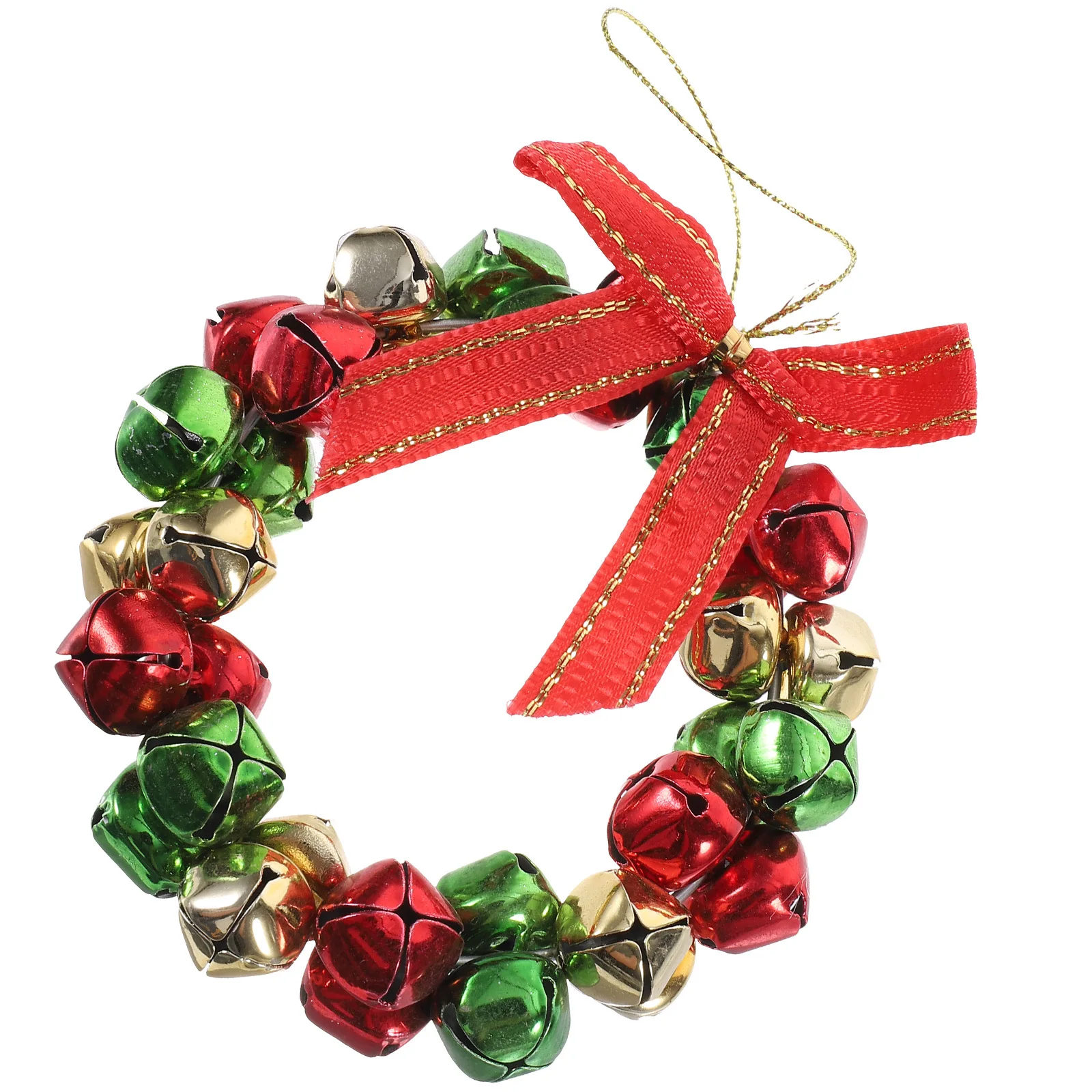

Iron Mini Christmas Wreath Jingle Bell Hanging Decoration for Xmas Tree Garland Home Ornament Christmas Crafts