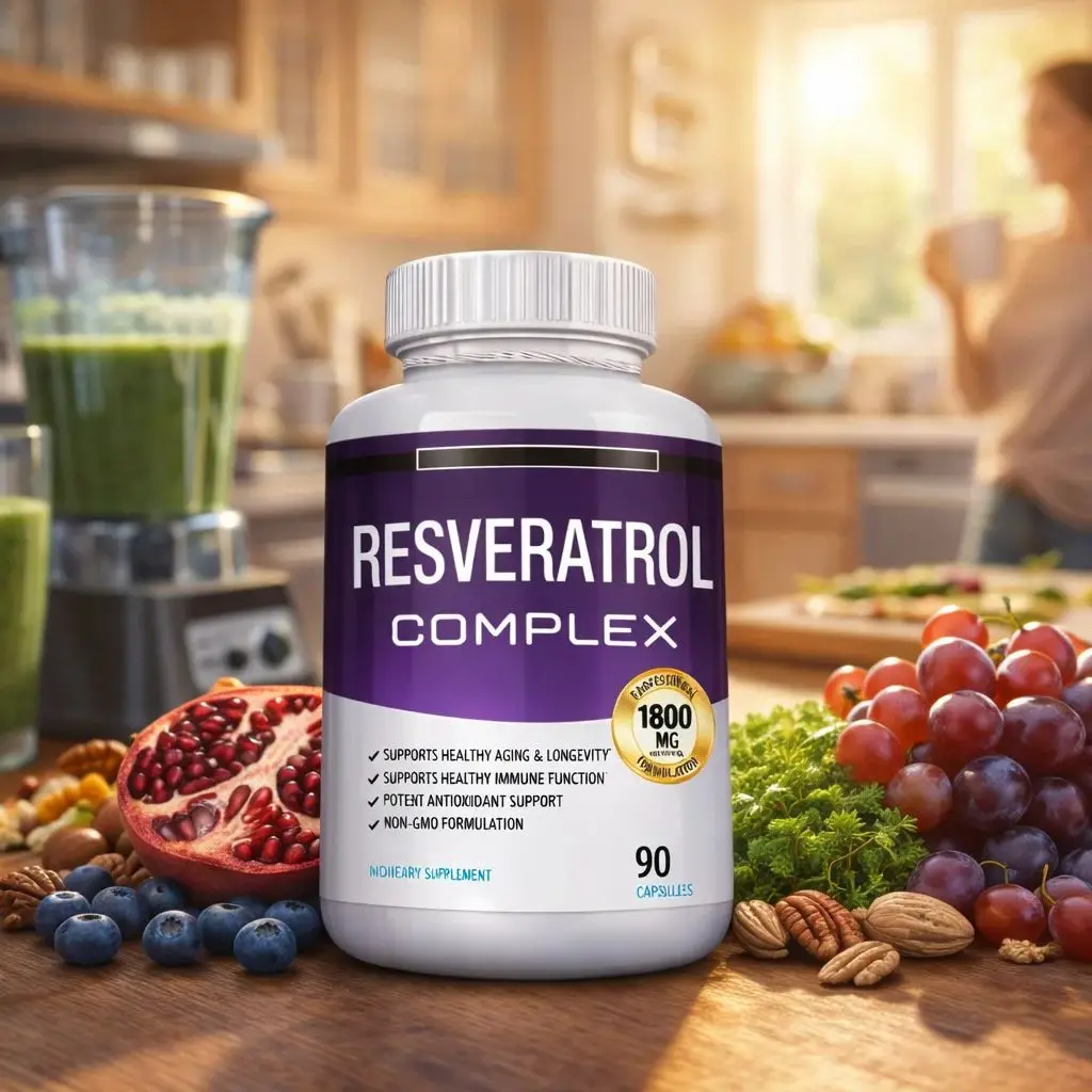 

Ресвератрол 1800 мг, антиоксидантный комплекс, поддержка общего здоровья, иммунитета, без ГМО, веганский, без глютена, 90 капсул