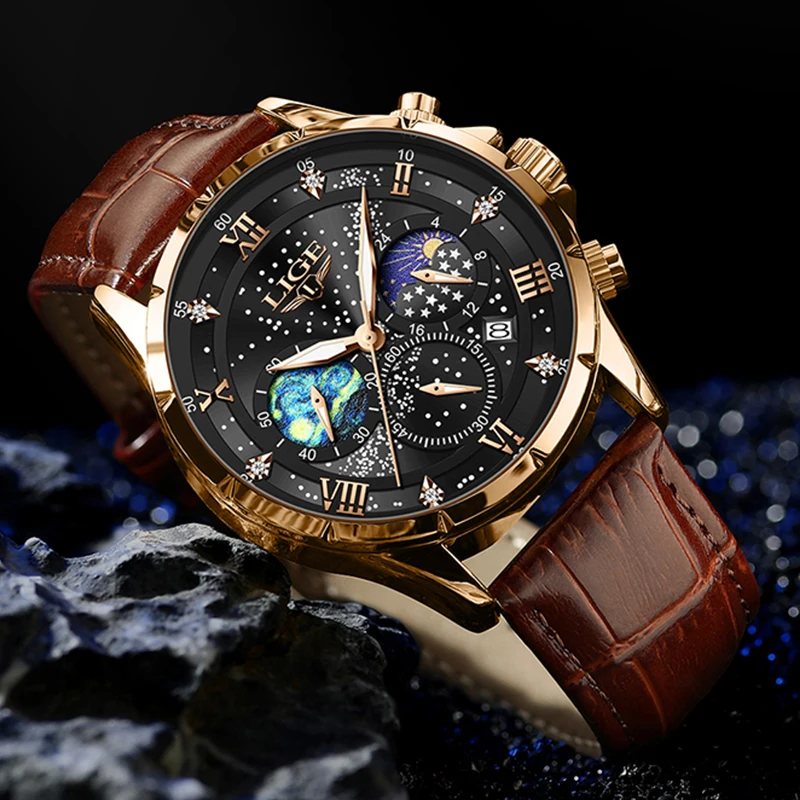 LIGE New Mens Watch Luxury 30M Waterproof  Luminous Men Quartz Wristwatches Sport Military Chronograph Man Watch Montres Hommes