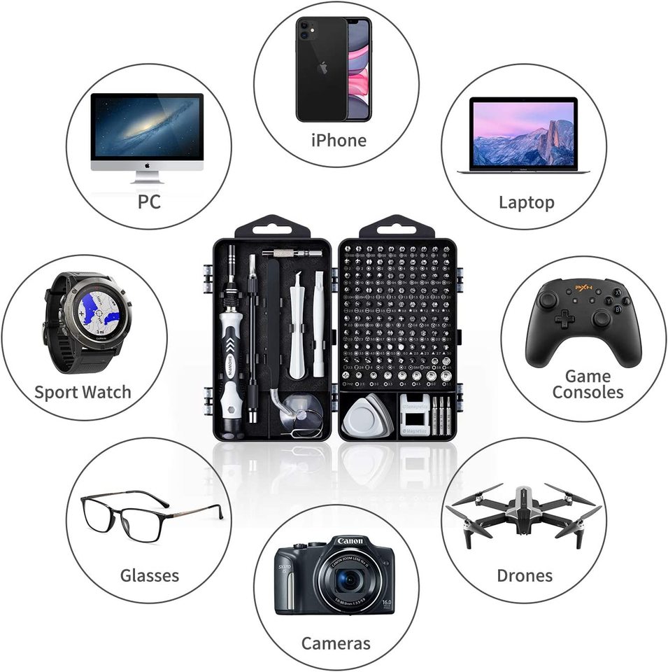  115 Bits Precision Screwdriver Set Professional Electronics Repair Toolkit for iPhone Samsung Tablet PC PS4 Xbox Controller 