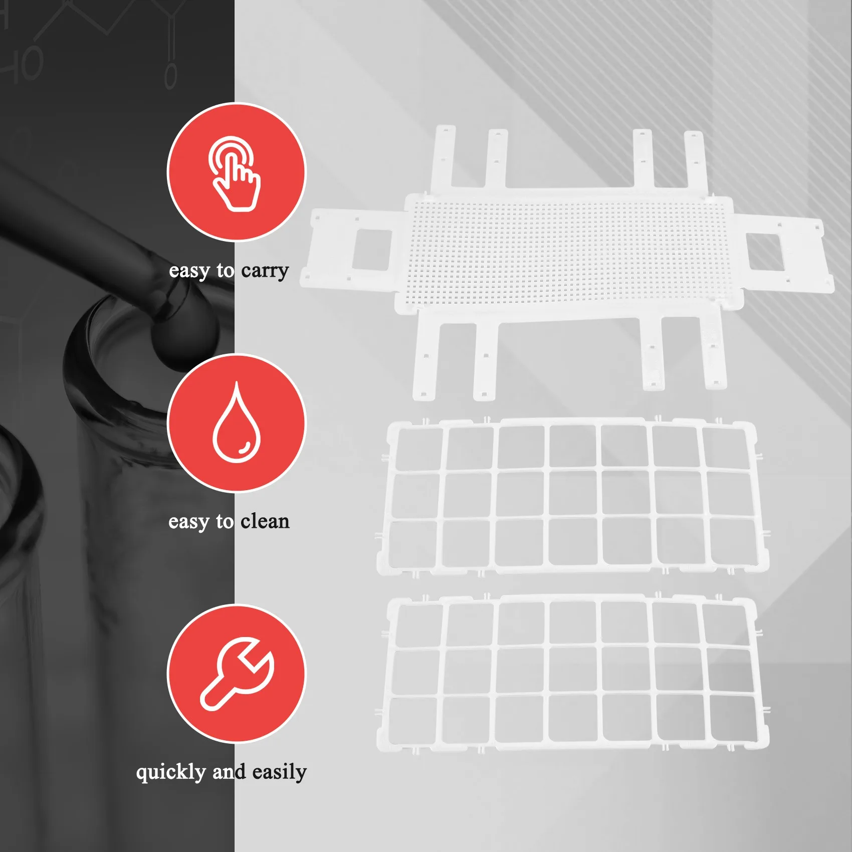 BVBV Plastic Test Tube Rack for 30mm Tube, 21 Well, White,Detachable (21 Hole)