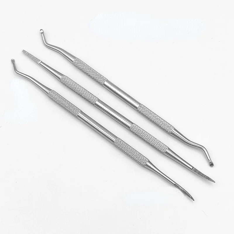 3Pcs Nail Art Dual End Stainless Steel Dirt Remove Cleaning Stick Nail Toenail Ingrown Correction File Manicure Pedicure Tool