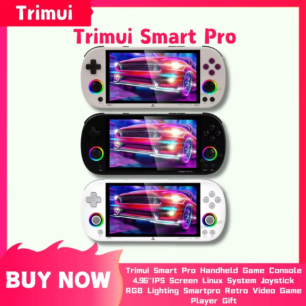 64G 128G 256G Trimui Smart Pro Handheld Game Players 4.96'' IPS Linux System Retro Portable Video Game Console 13000+ Games NEW