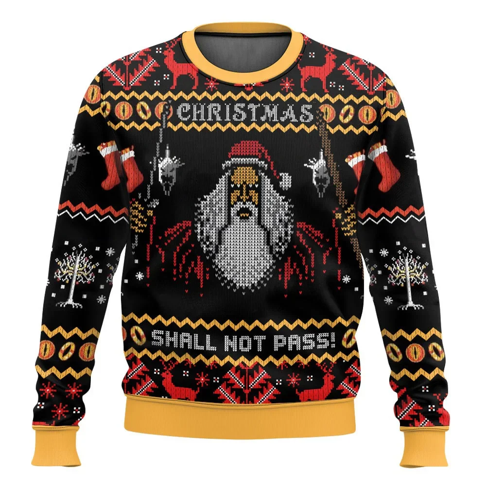 

2025 Fashion Personality Santa Claus Ugly Christmas Men's Sweater Christmas Round Neck Hoodie Men's and Women's Sportswear