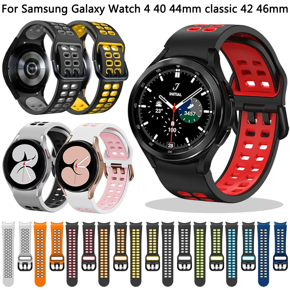 

No Gaps Strap For Samsung Galaxy Watch 4 40 44mm Watch4 classic 42 46mm 20mm Smartwatch Curved End Bands Belt Silicone Watchband