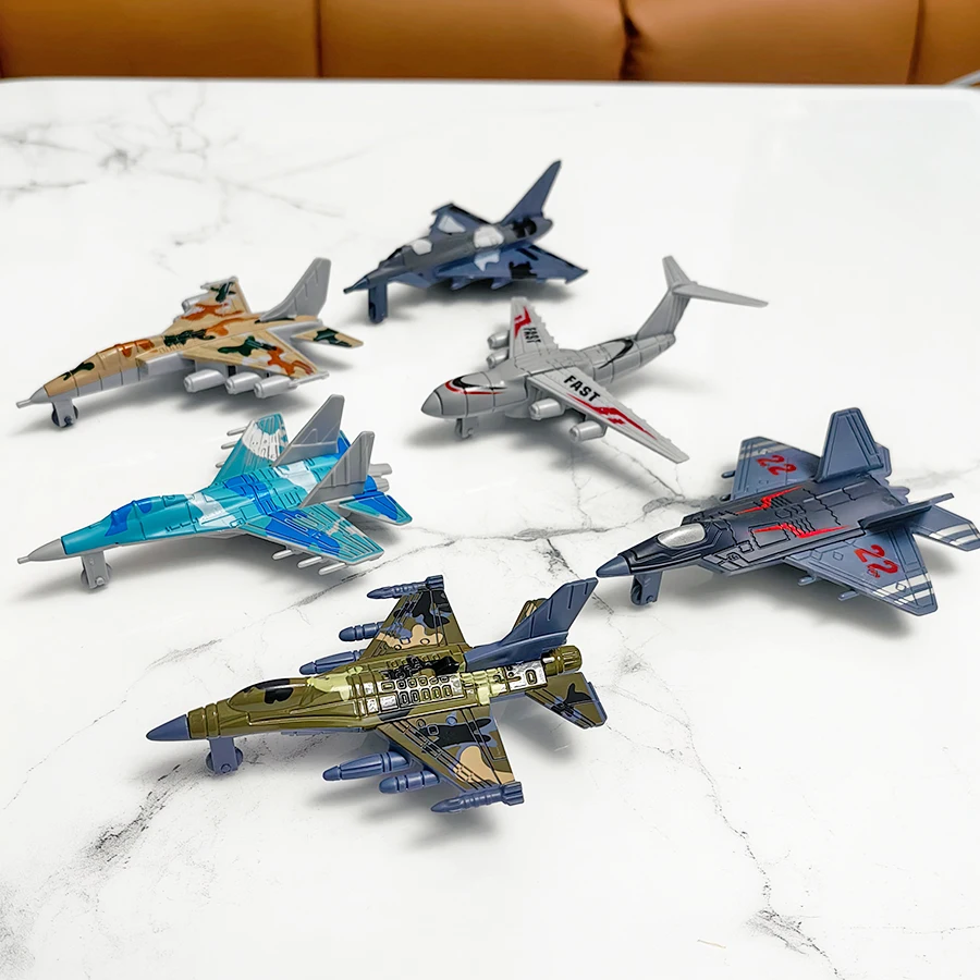 6pcs fighter plane combination toy children can coast home display collection decoration children birthday gift