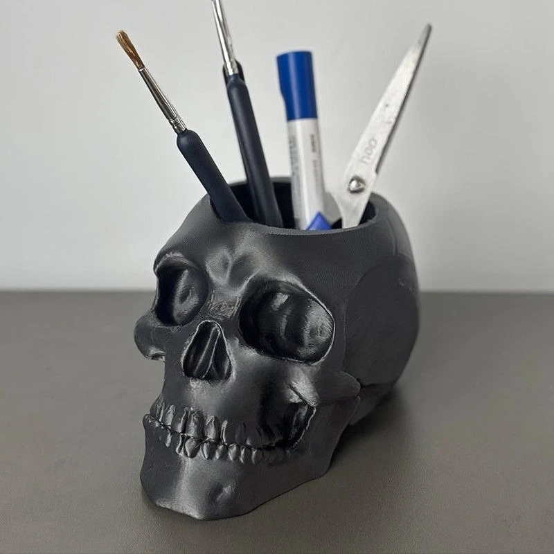 Skull Model Pen Holder 3D Printing Desktop Organizer Hospital Home Office Decor Student Pencil Case Halloween Decoration