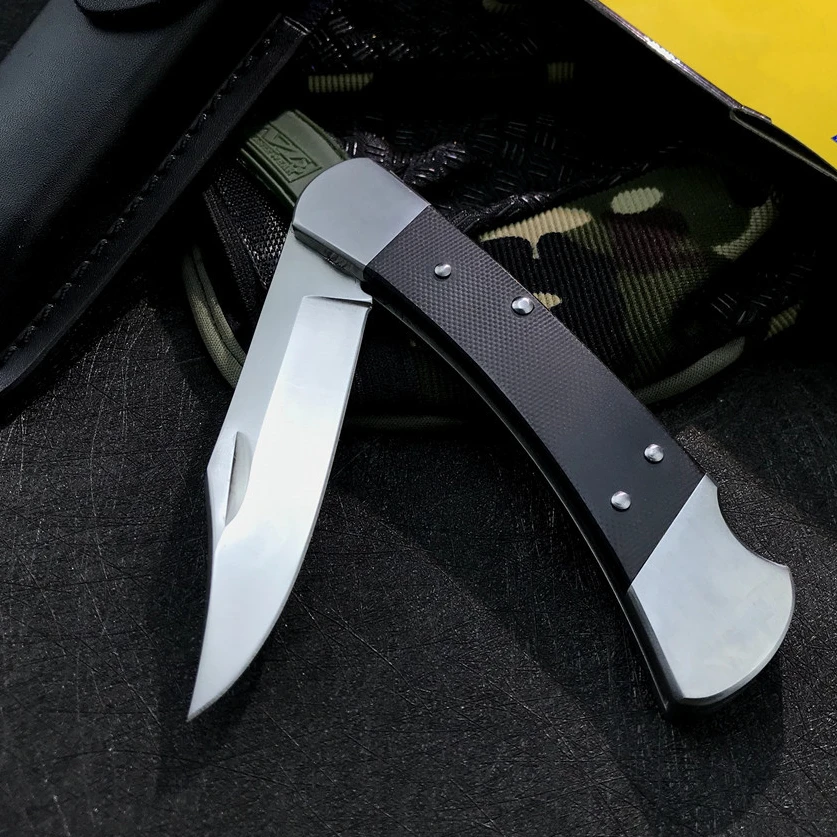 Bk 110 Classic Folding Pocket Knife Outdoor Tactical D2 Steel Blade G10 / Wood Handle Self-defense EDC Tool Self Defense Knife